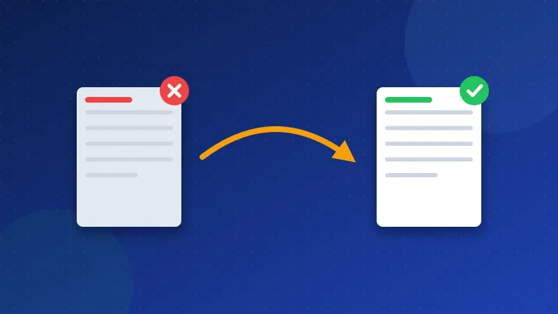 Illustration of an old web page sending visitors along a curved arrow to a new web page, with a small settings file in between.