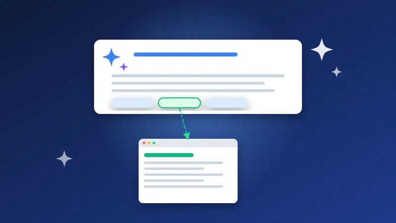Illustration of an AI answer box citing a website as a source
