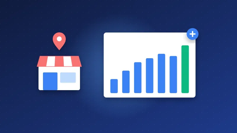 Illustration of a local business next to a bar chart of citation counts