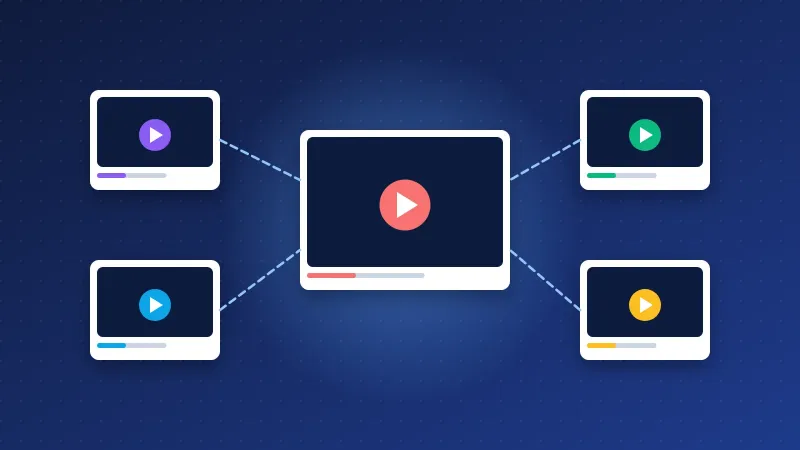 Illustration of one video shared to several video platforms