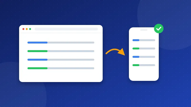 Illustration of a wide desktop page shrinking badly on a phone next to the same page fitting the phone screen neatly.